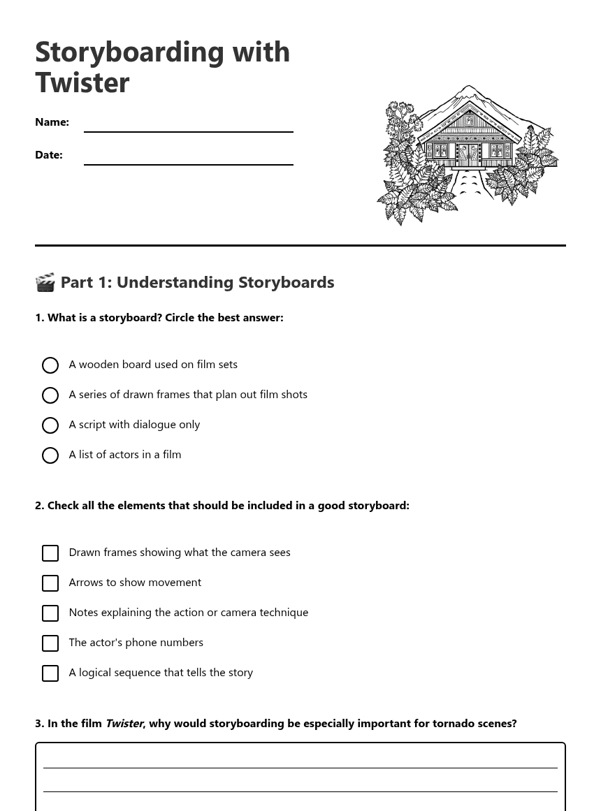 Storyboarding with Twister worksheet preview