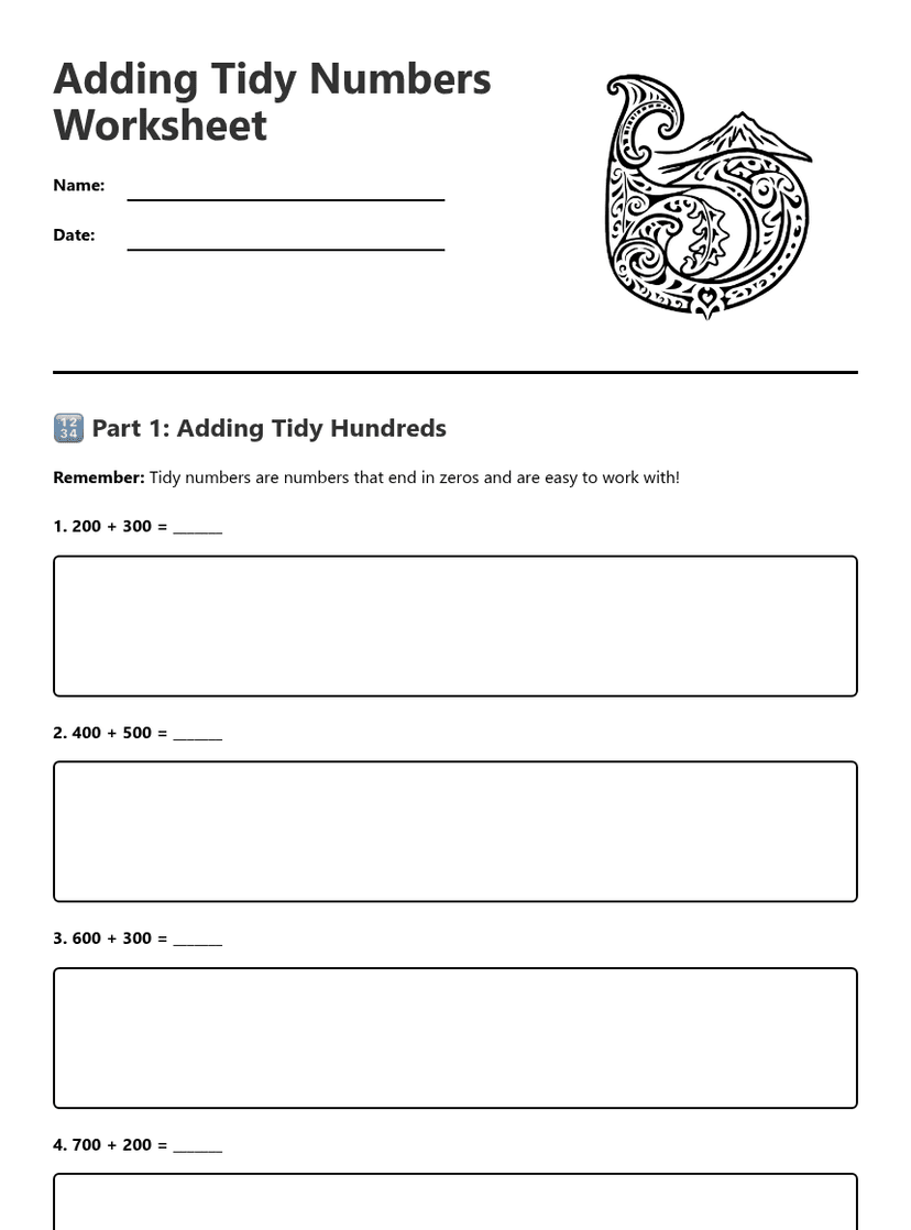 Adding Tidy Numbers Worksheet