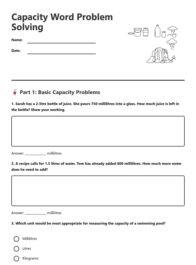 Capacity Word Problem Solving