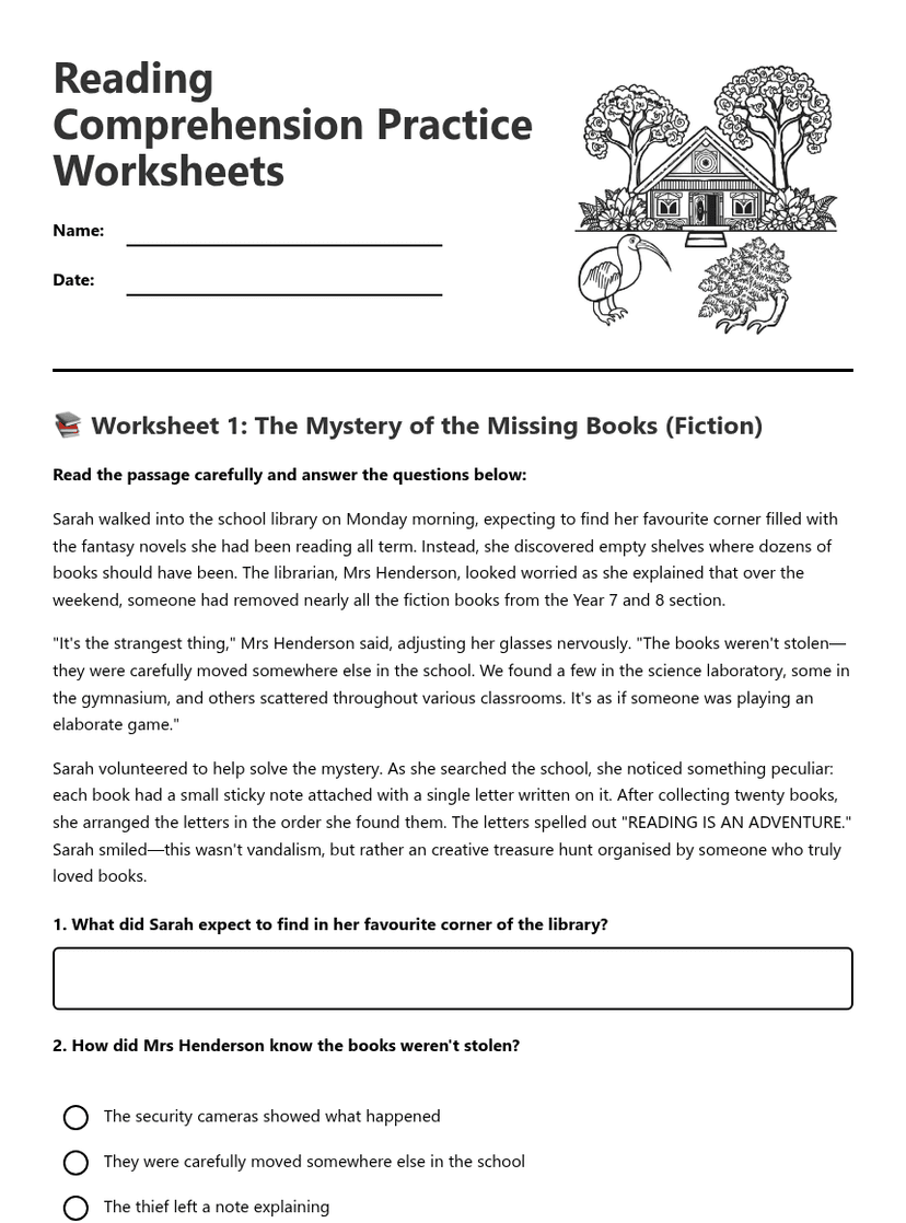 Reading Comprehension Practice Worksheets