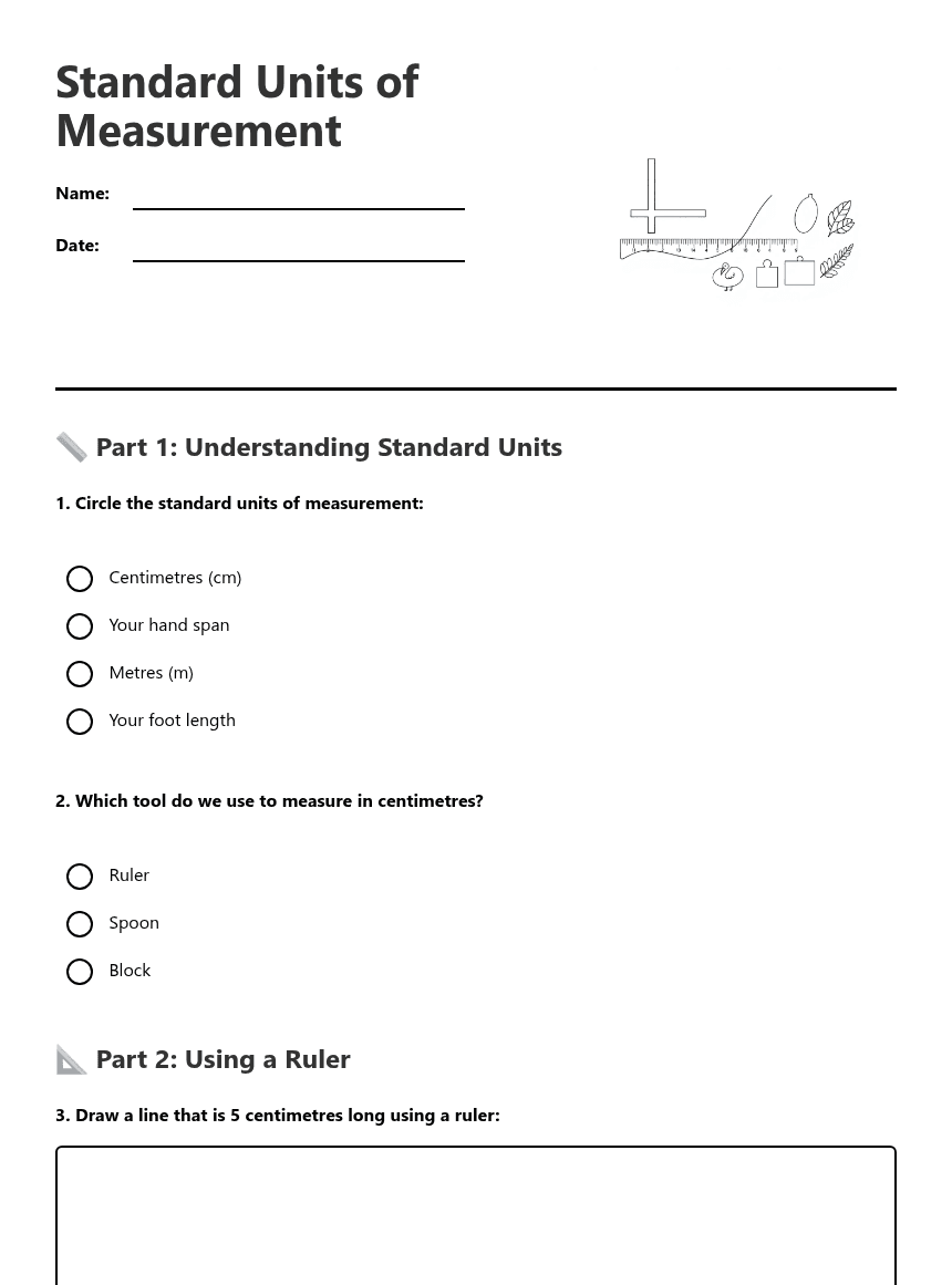 Standard Units of Measurement worksheet preview