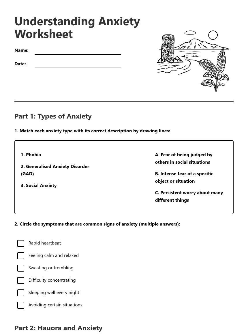Understanding Anxiety Worksheet worksheet preview