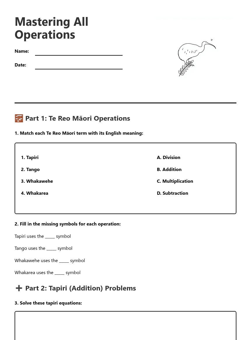 Mastering All Operations worksheet preview
