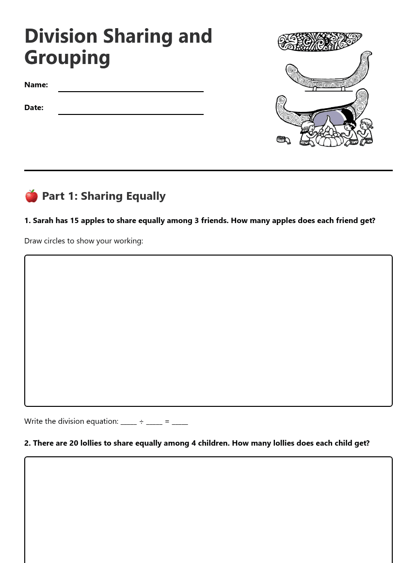 Division Sharing and Grouping worksheet preview
