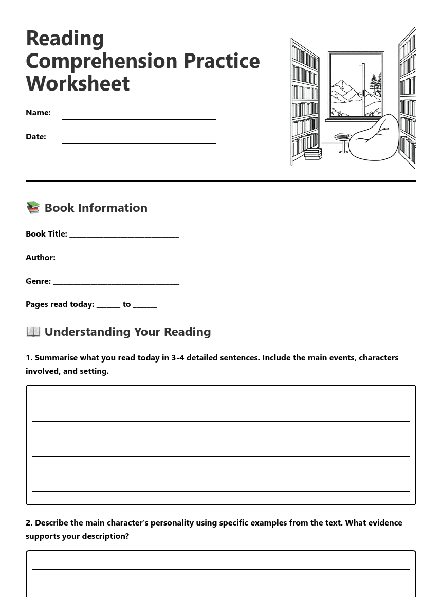 Reading Comprehension Practice Worksheet worksheet preview