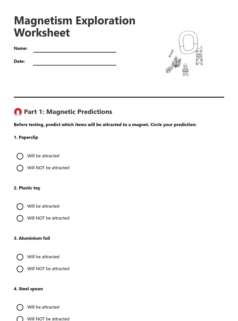 Magnetism Exploration Worksheet