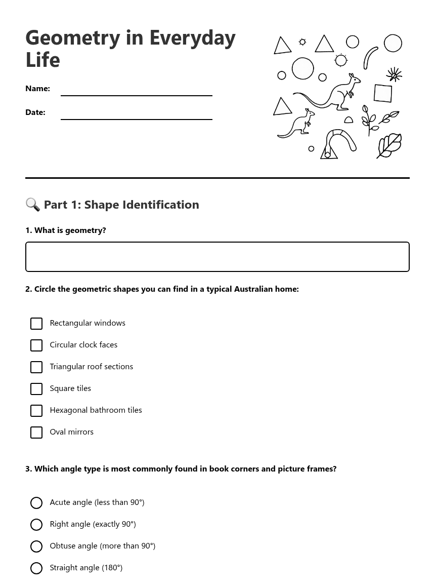 Geometry in Everyday Life worksheet preview