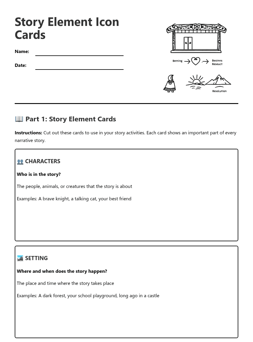 Story Element Icon Cards worksheet preview