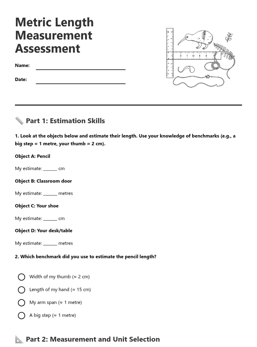 Metric Length Measurement Assessment