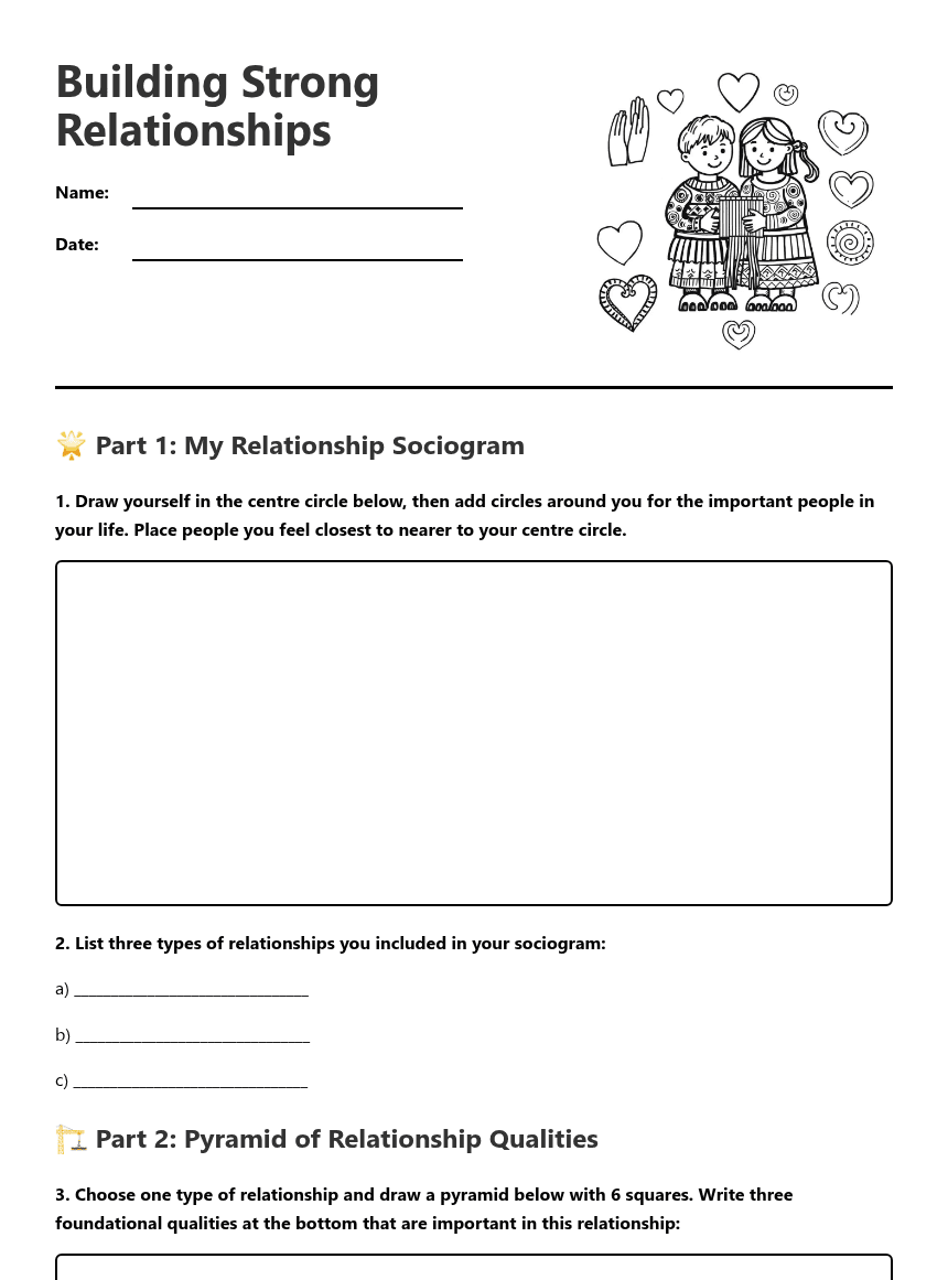 Building Strong Relationships worksheet preview