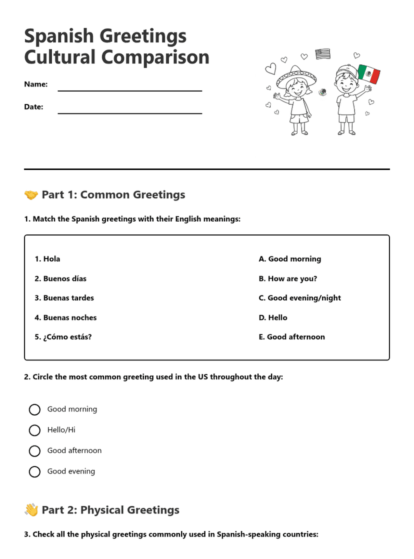 Spanish Greetings Cultural Comparison