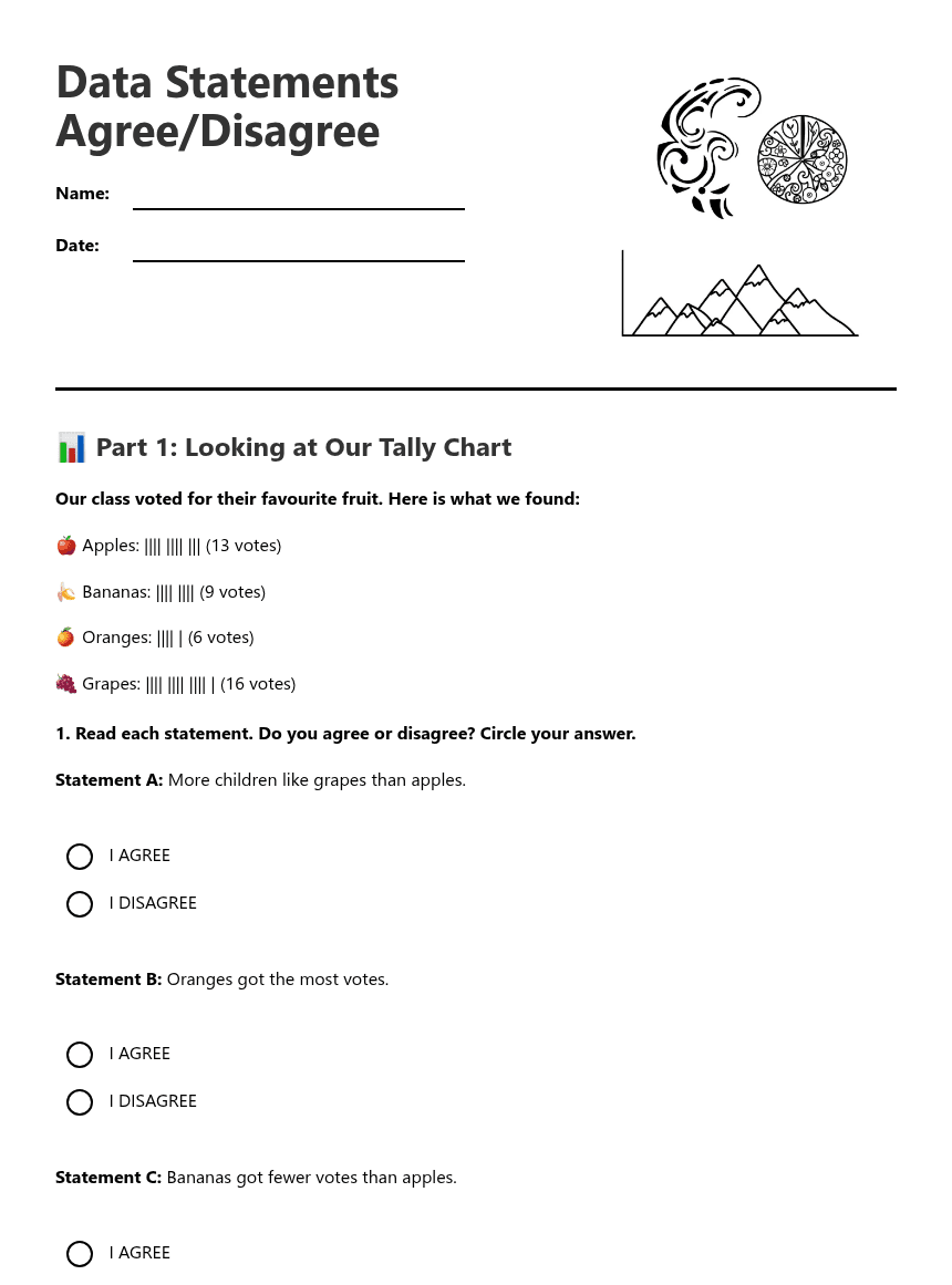Data Statements Agree/Disagree worksheet preview