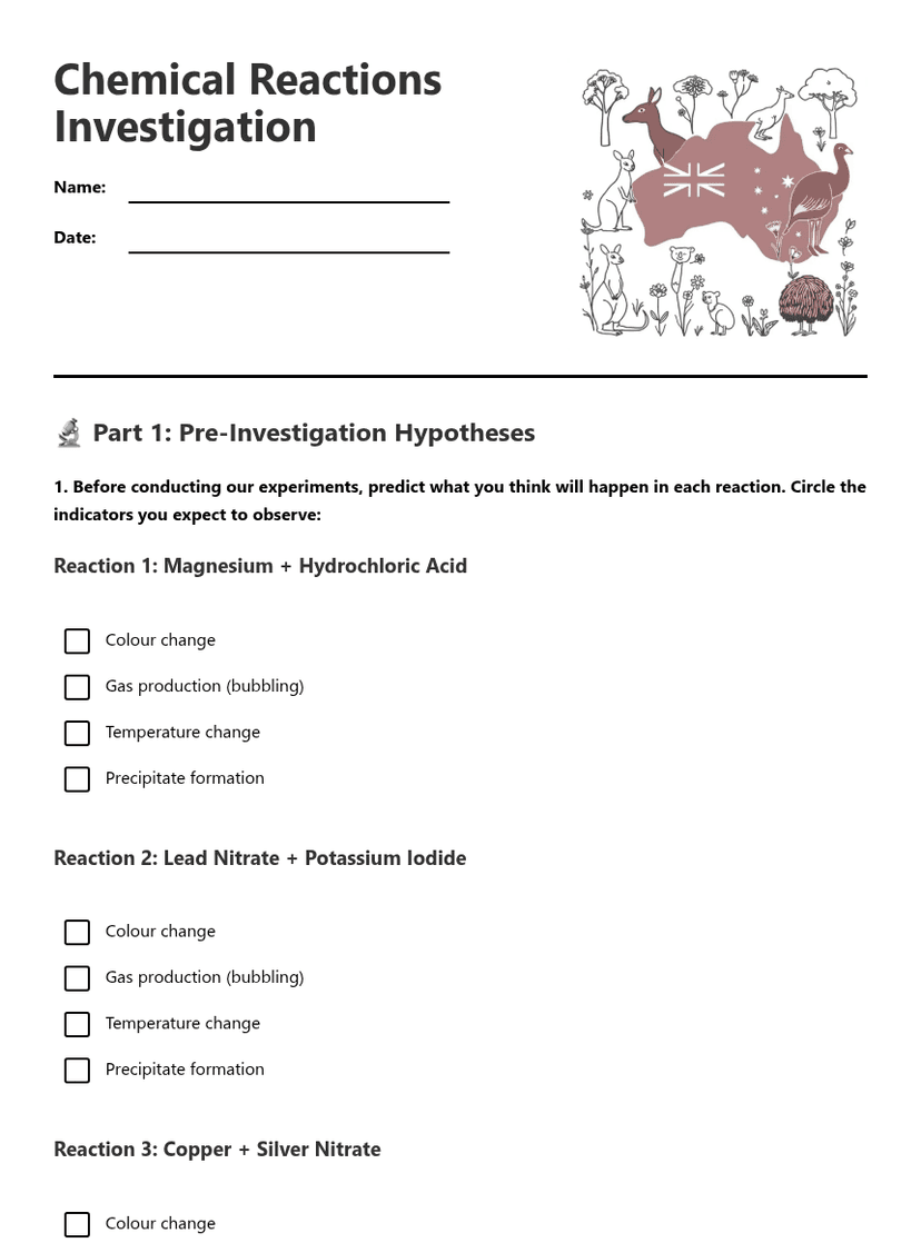 Chemical Reactions Investigation
