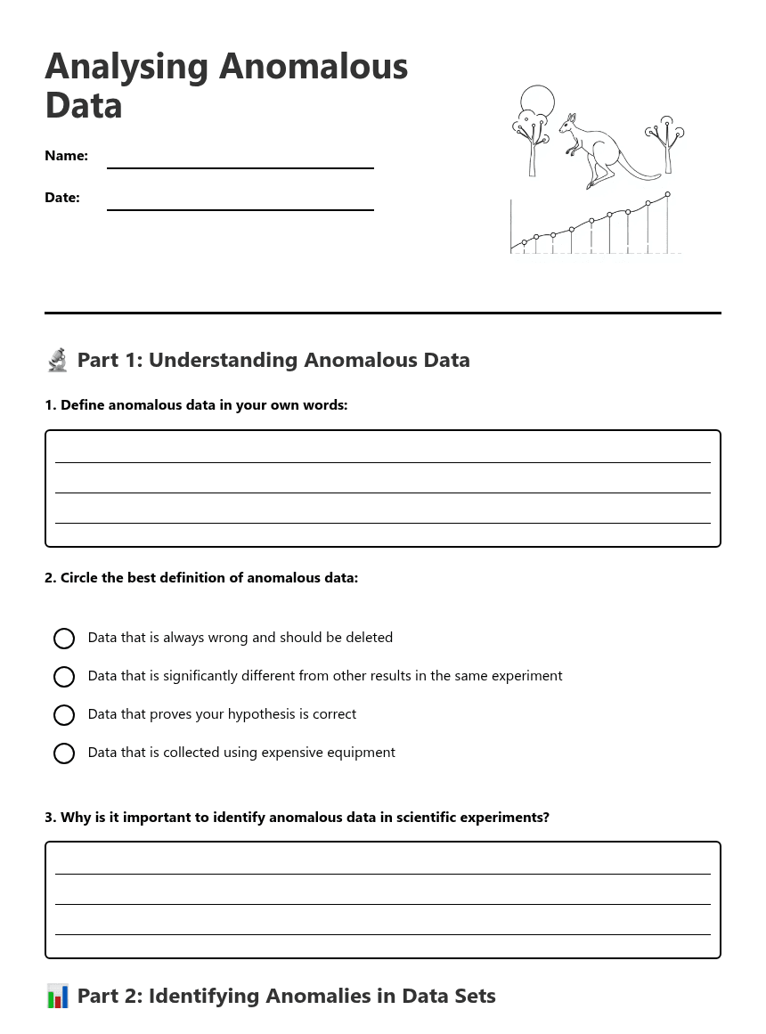Analyzing Anomalous Data worksheet preview