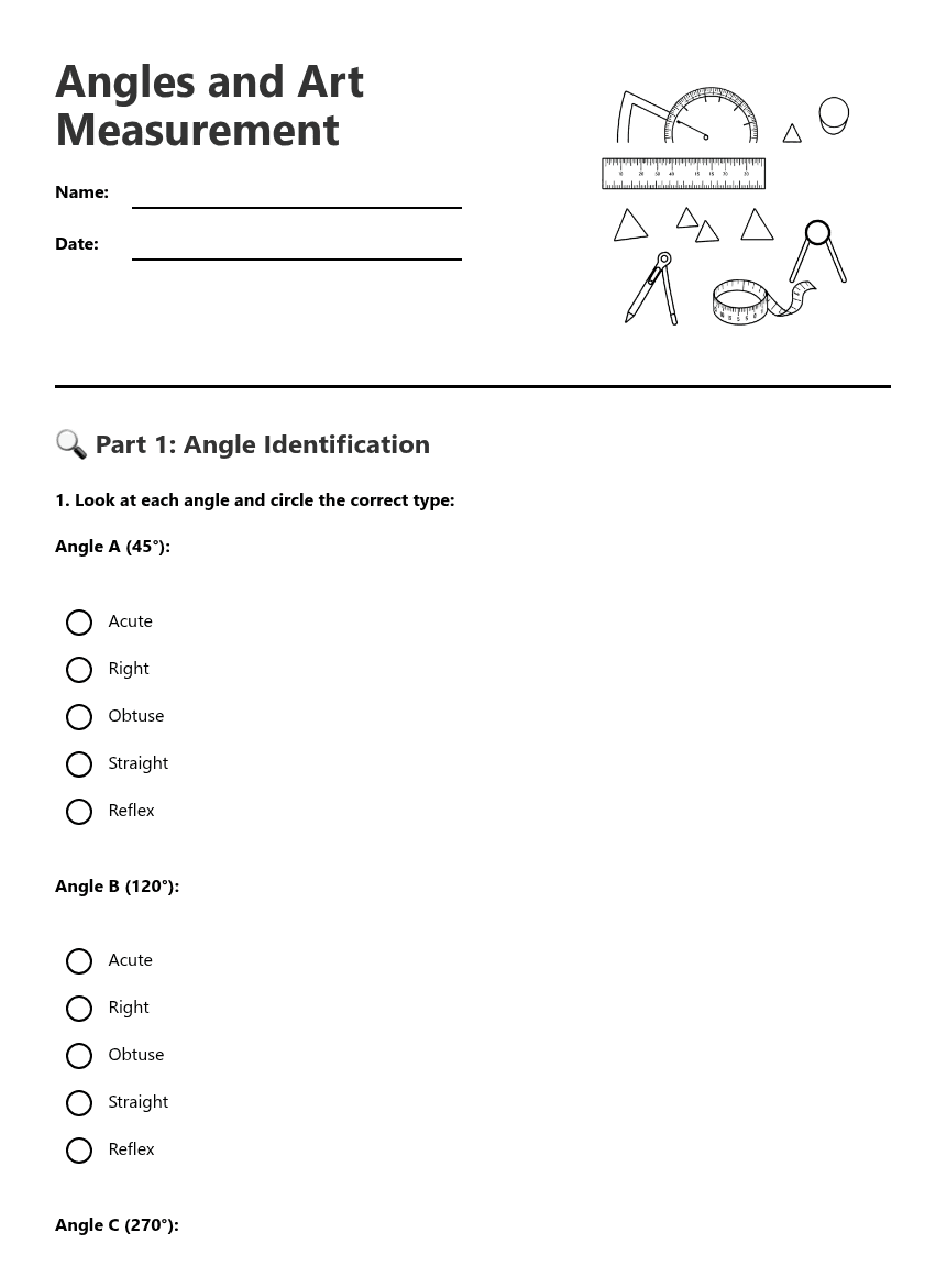 Angles and Art Measurement worksheet preview