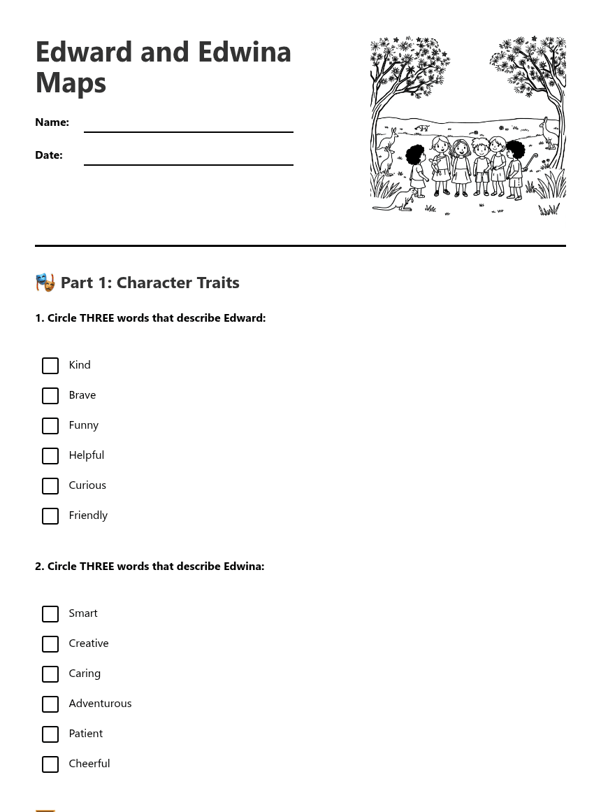 Edward and Edwina Maps worksheet preview