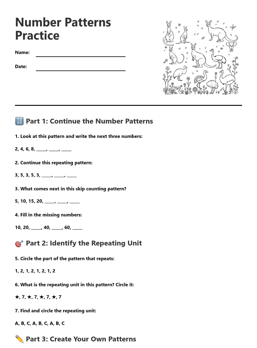Number Patterns Practice