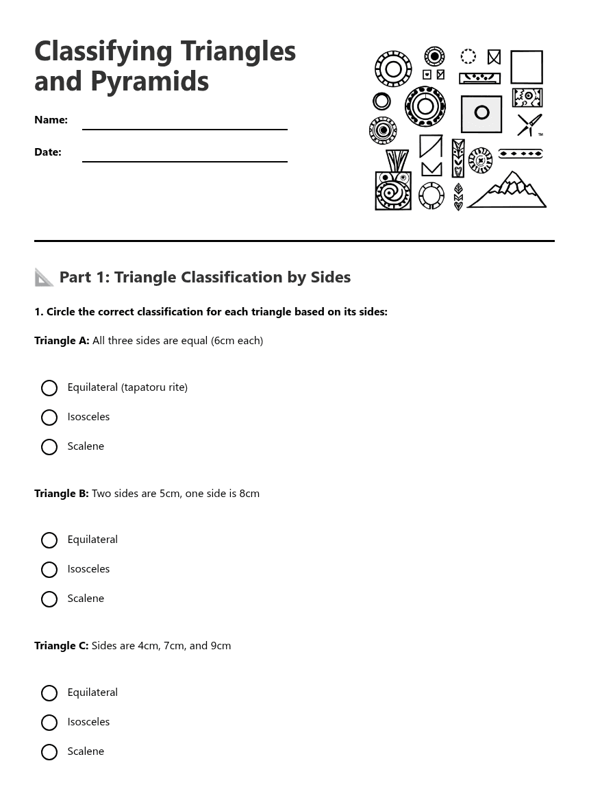 Classifying Triangles and Pyramids worksheet preview