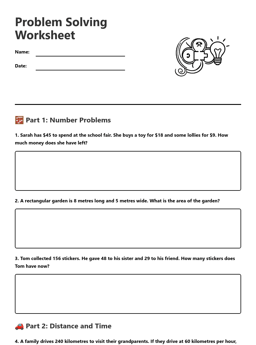 Problem Solving Worksheet worksheet preview