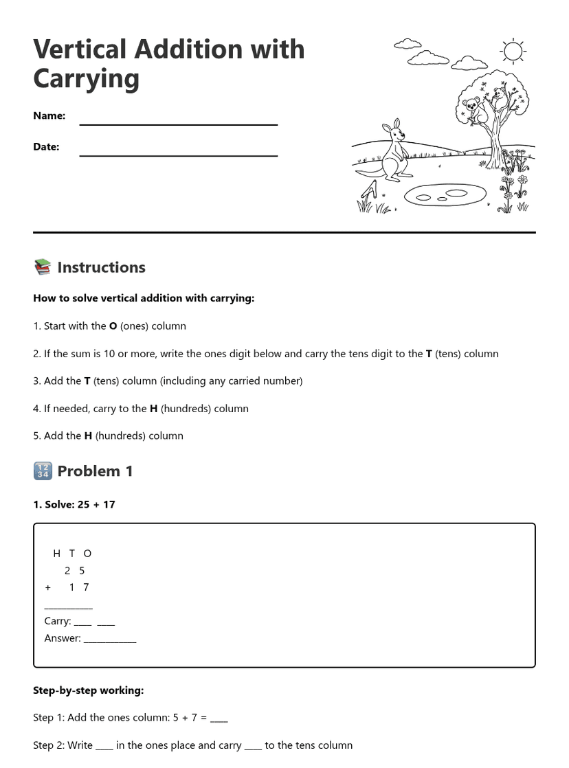 Vertical Addition with Carrying