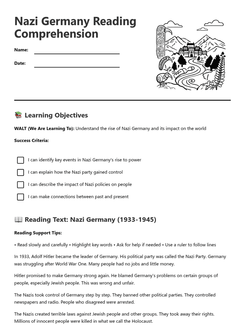 Nazi Germany Reading Comprehension