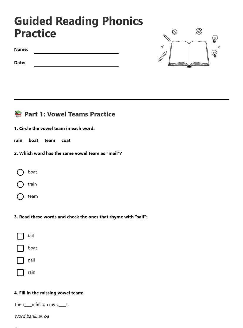 Guided Reading Phonics Practice