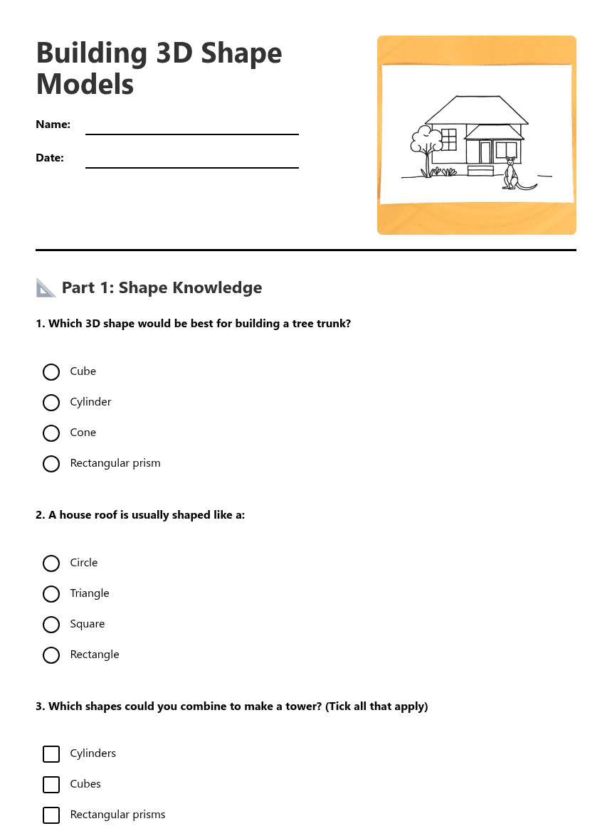Building 3D Shape Models worksheet preview
