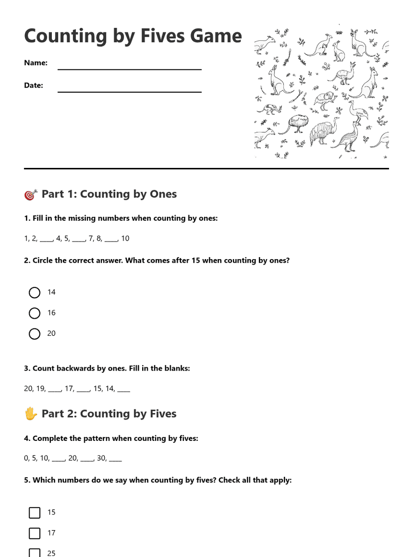 Counting by Fives Game