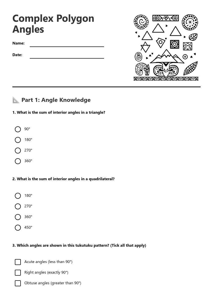 Complex Polygon Angles worksheet preview