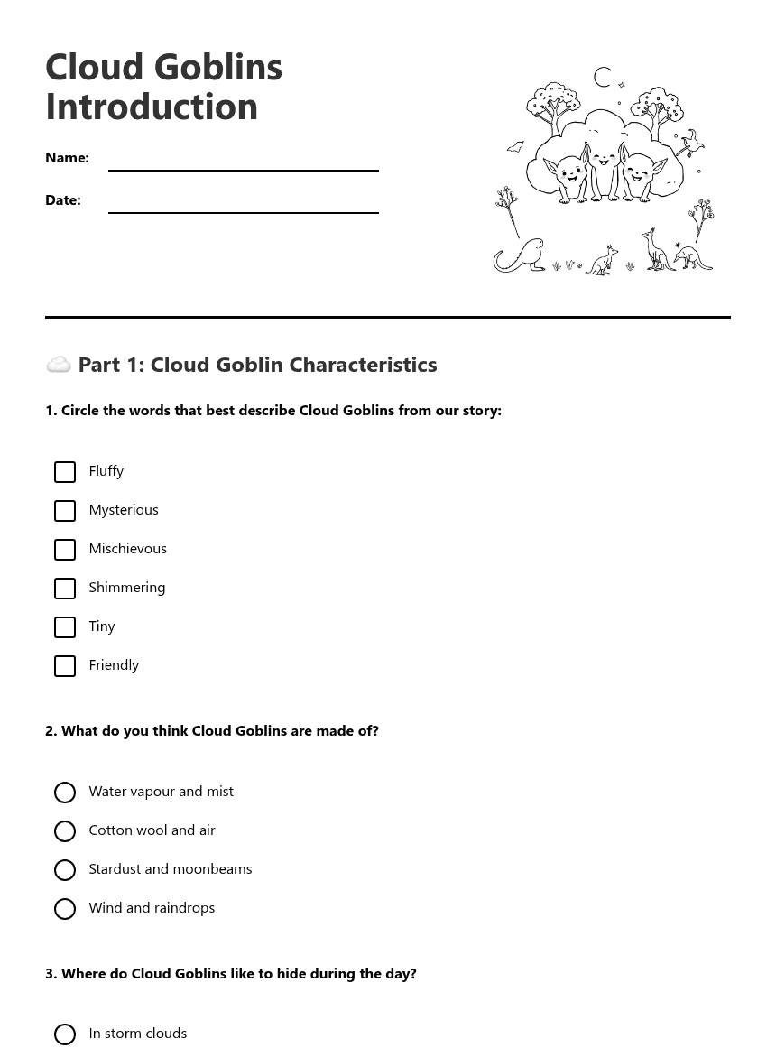 Cloud Goblins Introduction worksheet preview