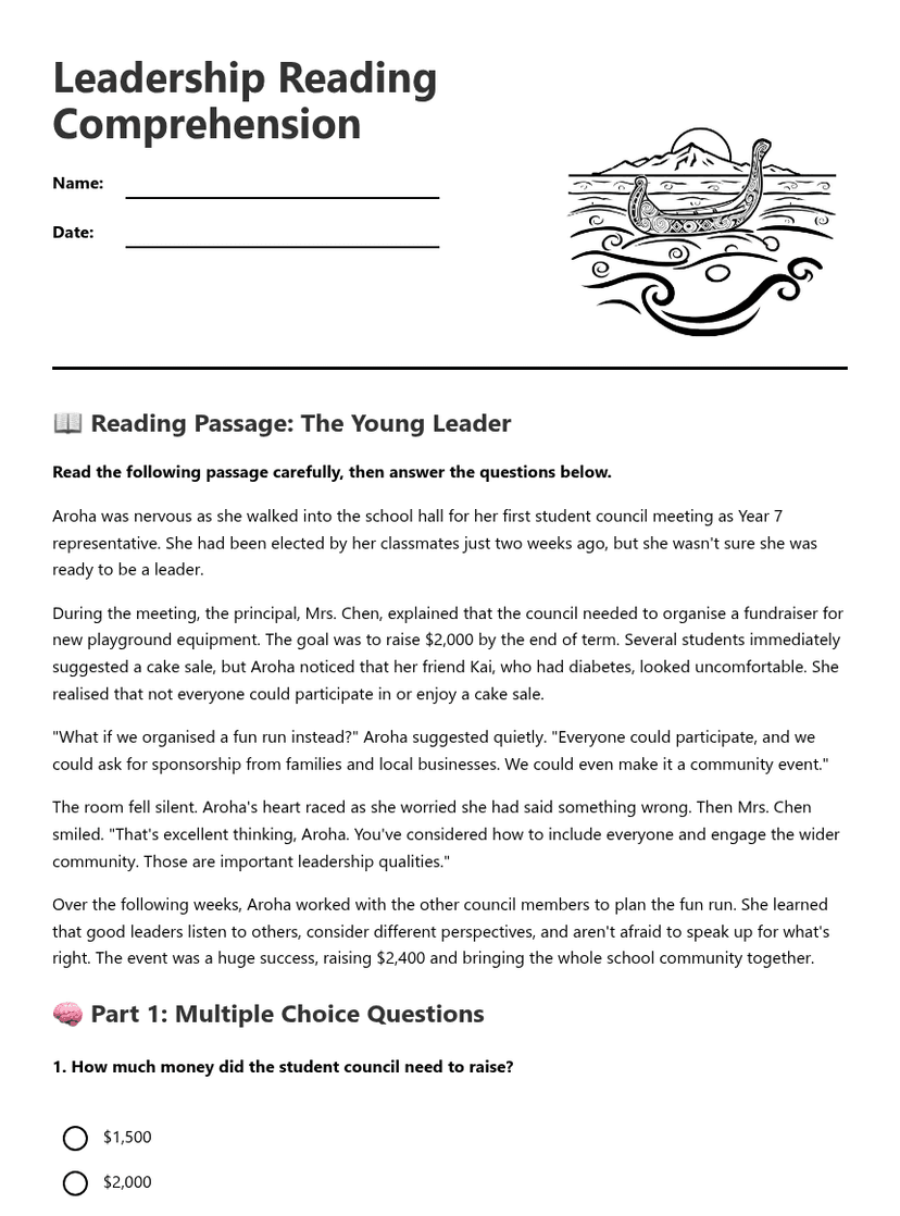 Leadership Reading Comprehension