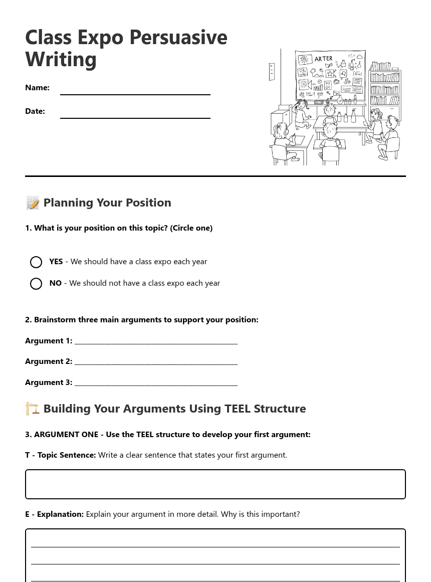 Class Expo Persuasive Writing worksheet preview