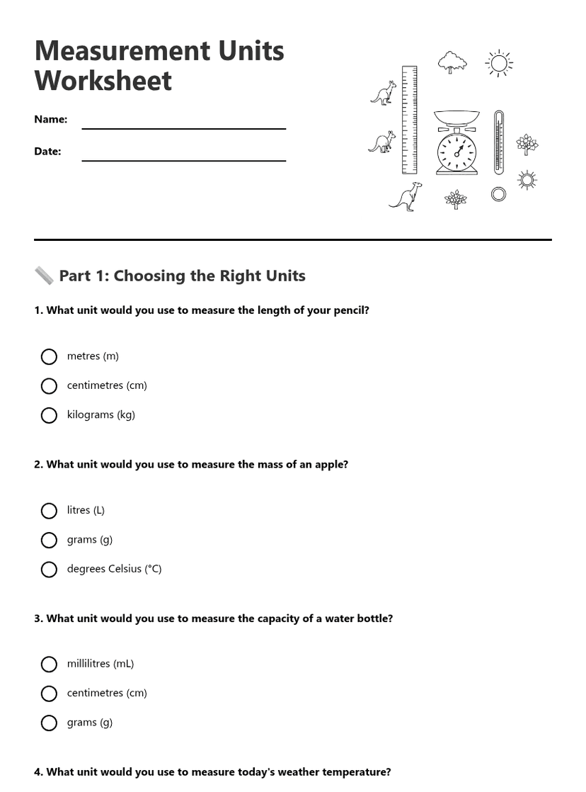 Measurement Units Worksheet