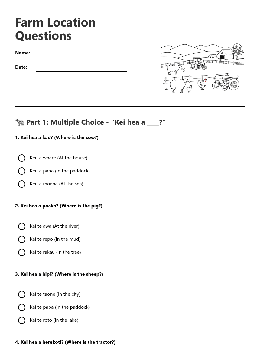 Farm Location Questions worksheet preview