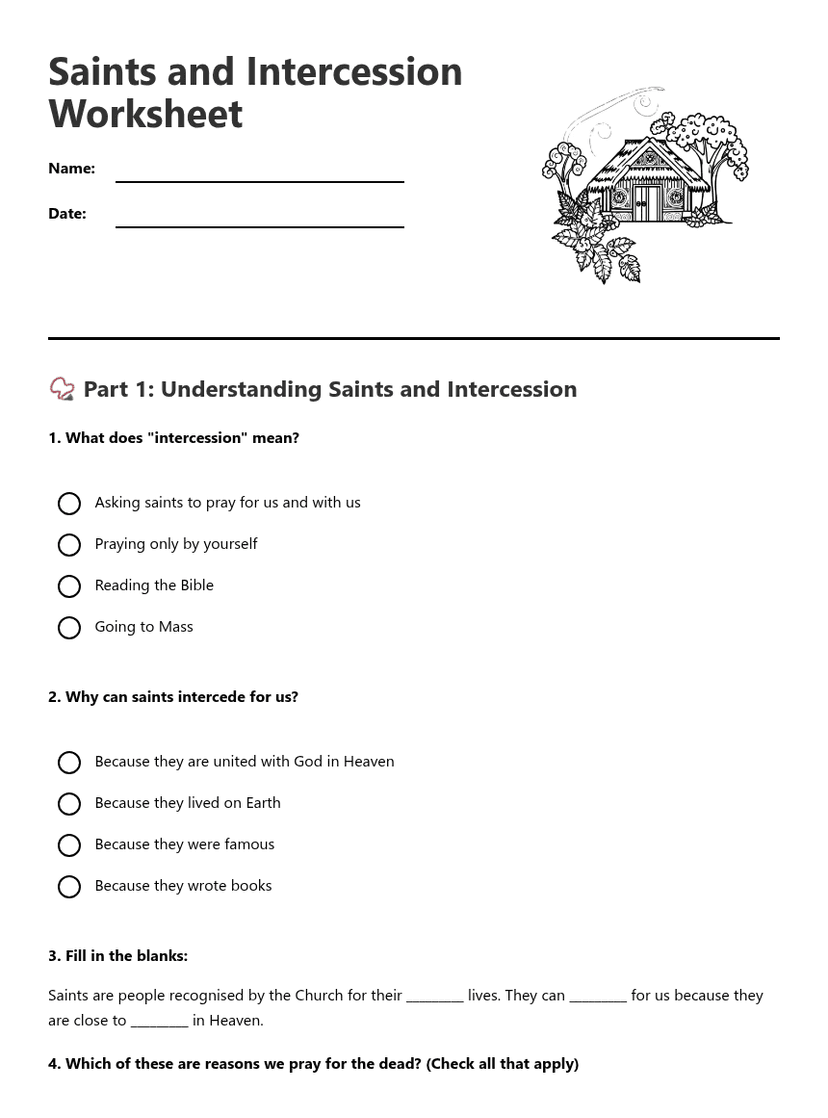 Saints and Intercession Worksheet