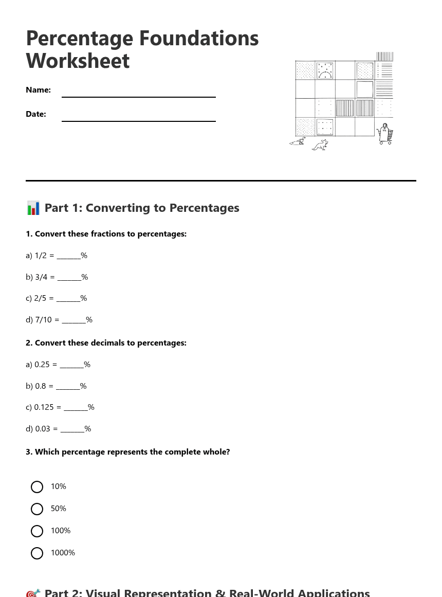 Percentage Foundations Worksheet worksheet preview