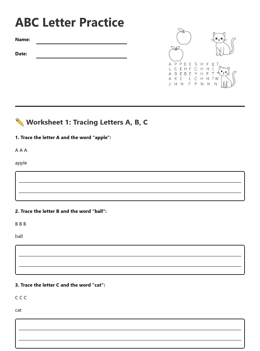 ABC Letter Practice worksheet preview