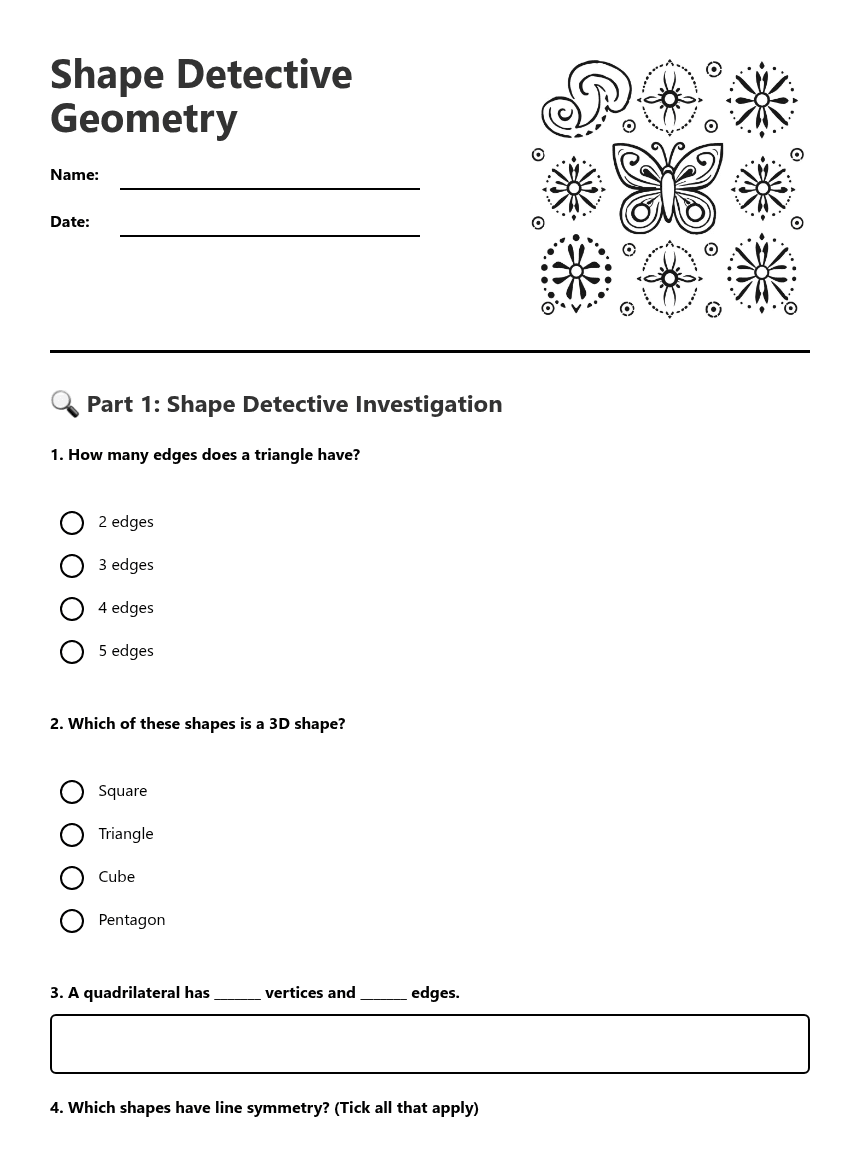Shape Detective Geometry worksheet preview