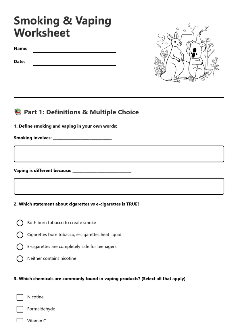 Smoking & Vaping Worksheet