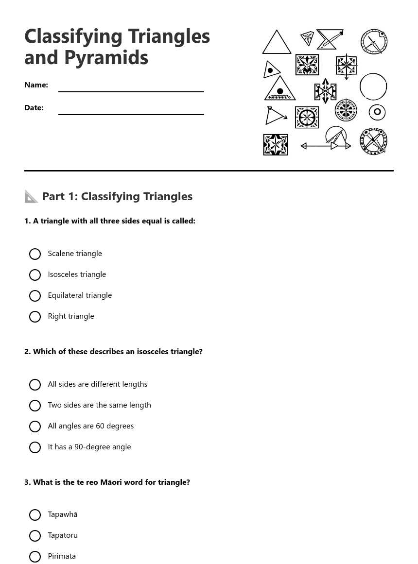 Classifying Triangles and Pyramids worksheet preview