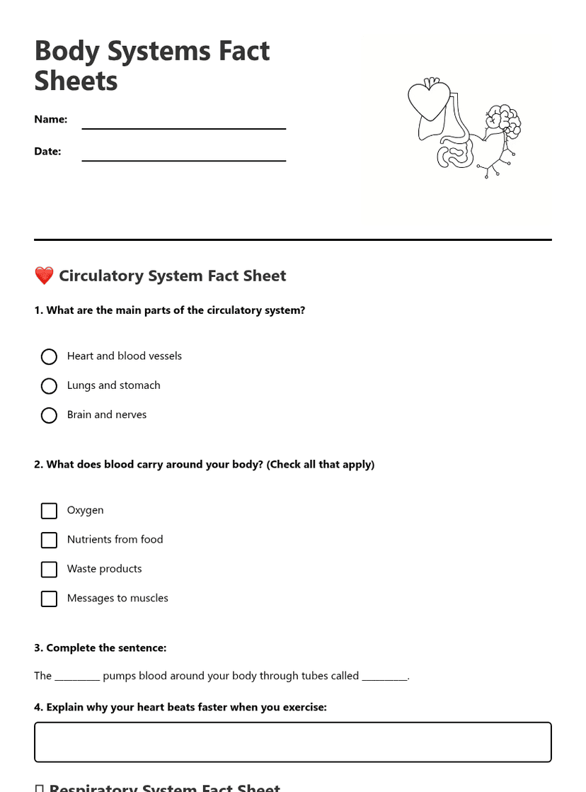 Body Systems Fact Sheets
