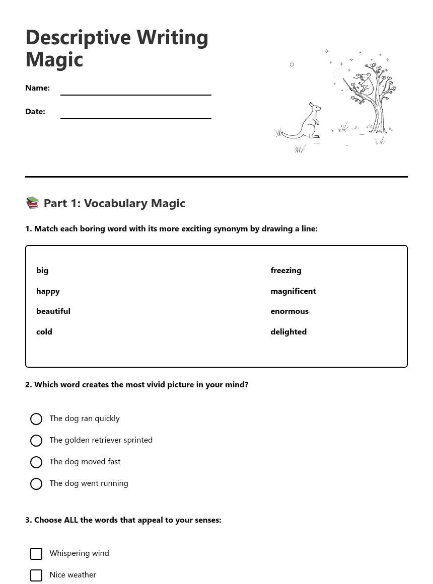 Descriptive Writing Magic worksheet preview