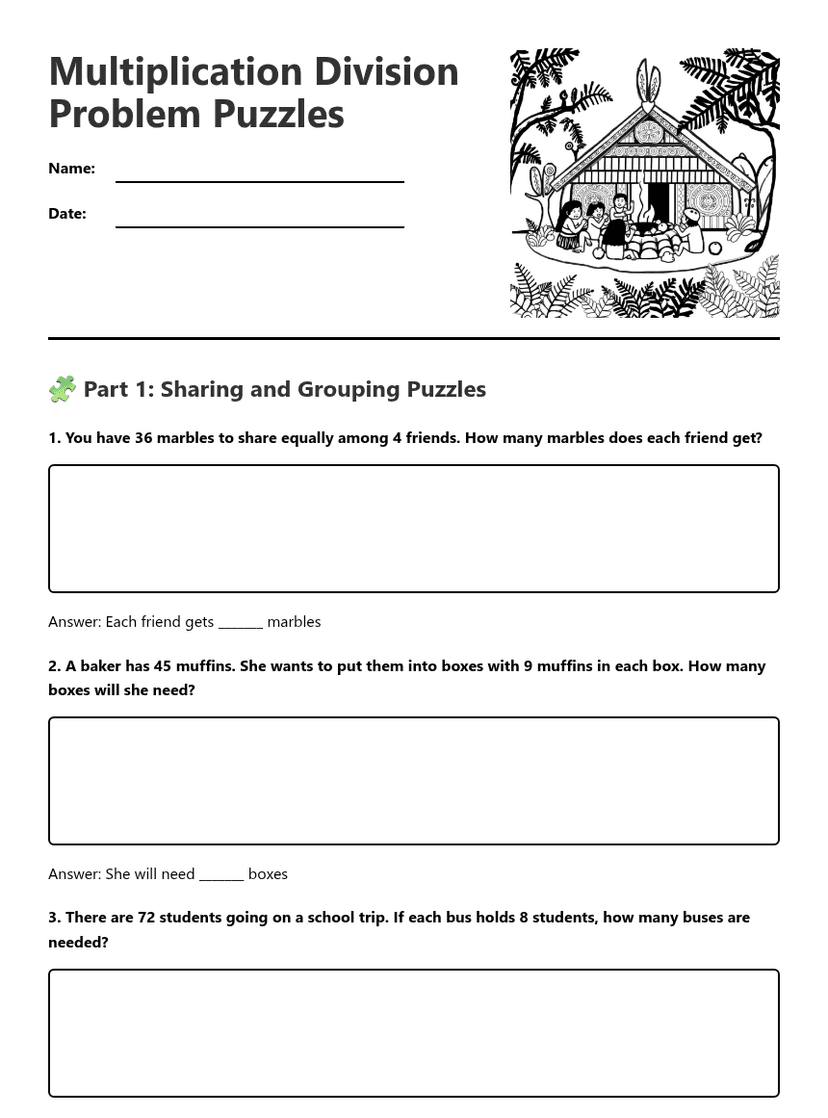 Multiplication Division Problem Puzzles