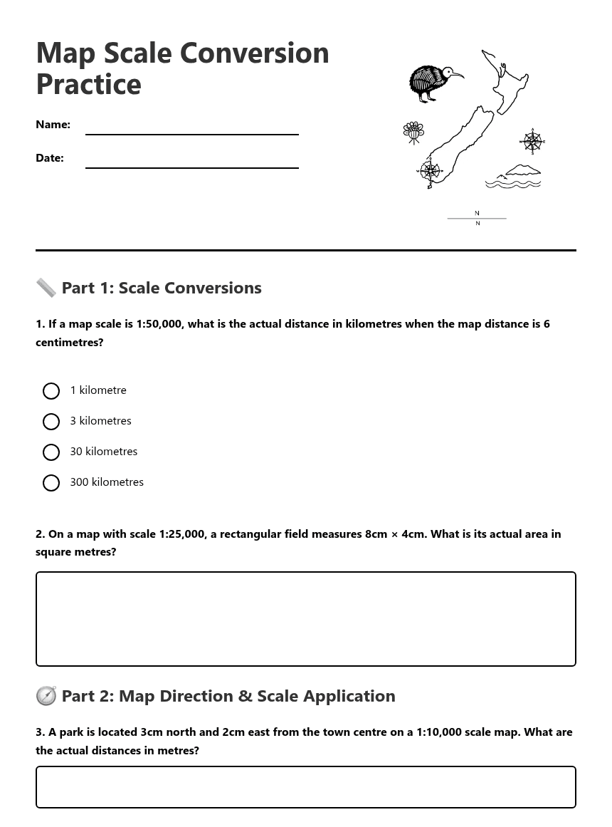 Map Scale Conversion Practice worksheet preview