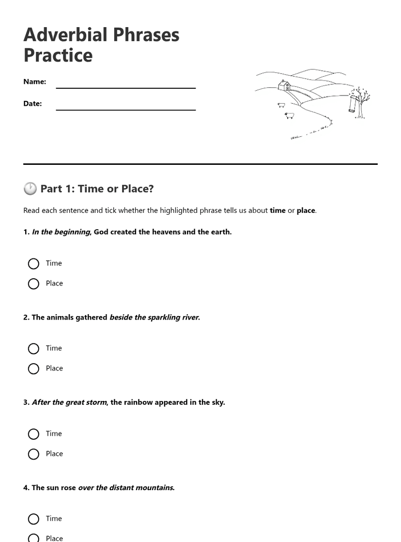 Adverbial Phrases Practice