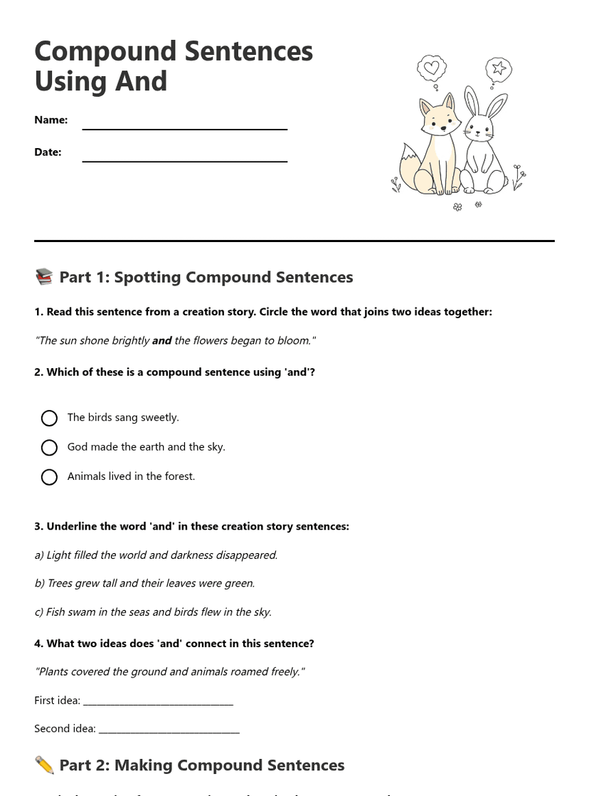 Compound Sentences Using And
