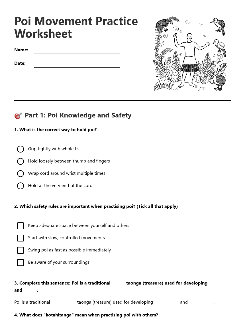 Poi Movement Practice Worksheet worksheet preview