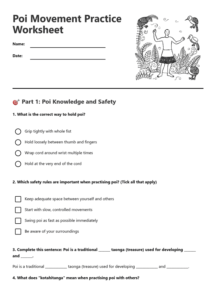 Poi Movement Practice Worksheet