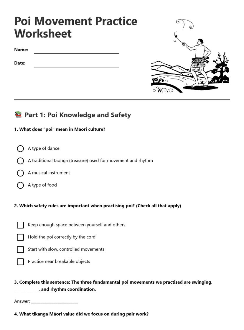 Poi Movement Practice Worksheet