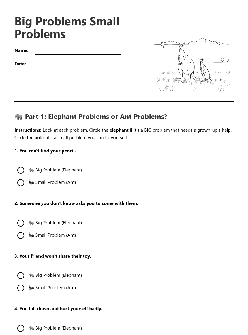 Big Problems Small Problems worksheet preview